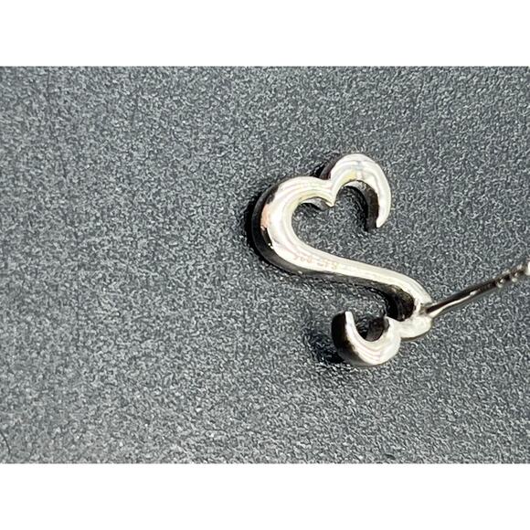 SJD Signed Sterling Silver Open
Heart Scroll 925 Curved Stud Earrings 2.5g - Picture 8 of 9